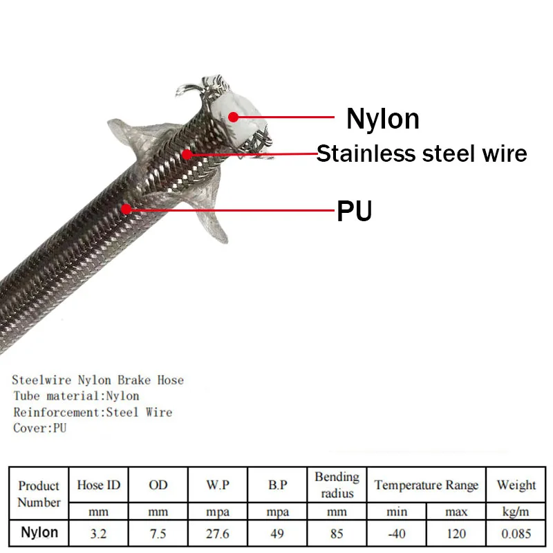 High-Performance Motorcycle Brake Line Kit | Steel-Braided & Heat-Resistant | Universal 3.2mm Fit - Thumbnail 5