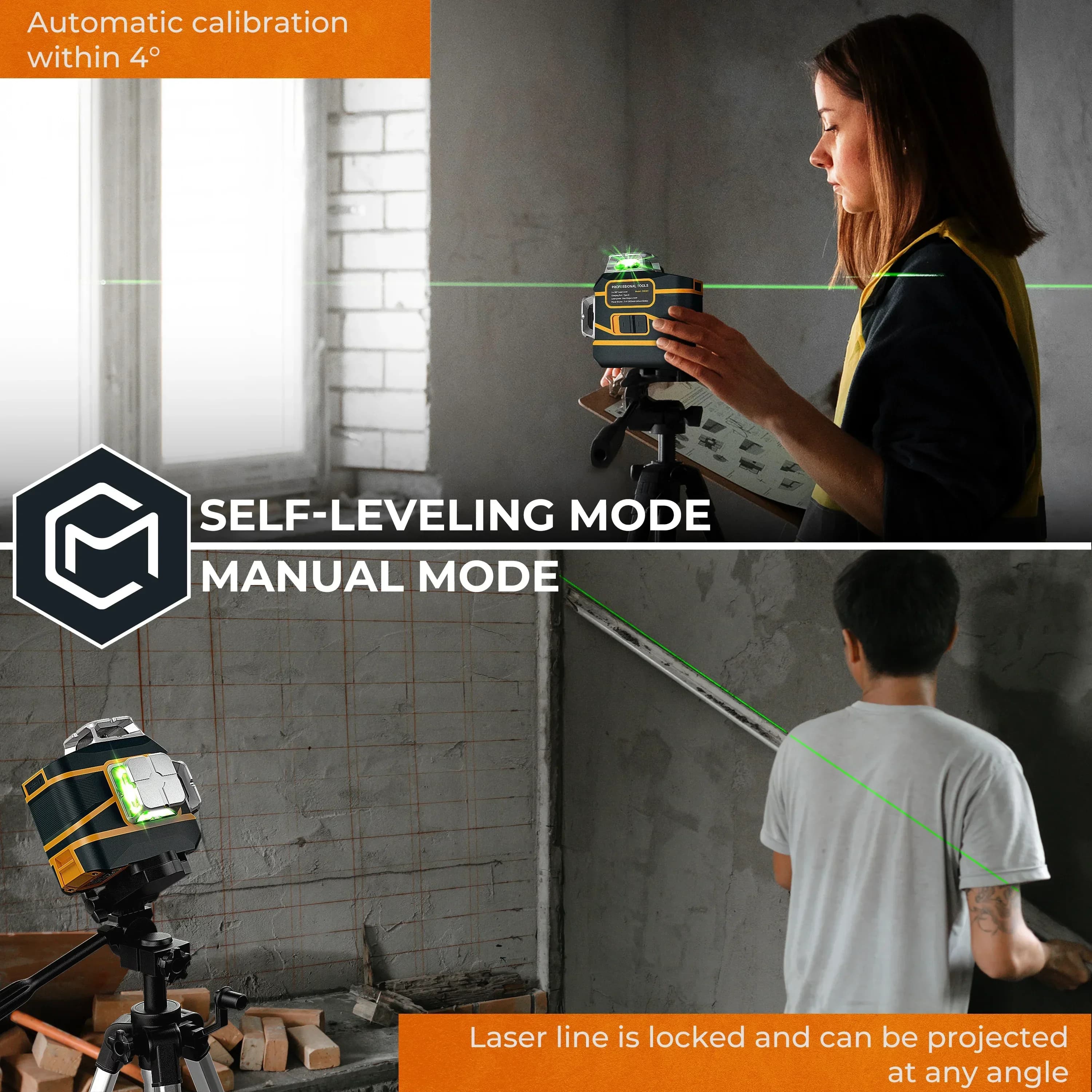 3D Laser Level | 12-Line Self-Leveling | Horizontal & Vertical Alignment - Thumbnail 2