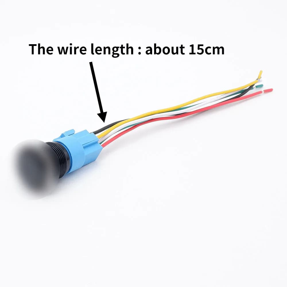 12/16/19/22mm Push Button Switch Oxidized Black Momentary Latching Fixed On Off Power Switch with wire LED Light 5V 12V 24V 220V - Thumbnail 5