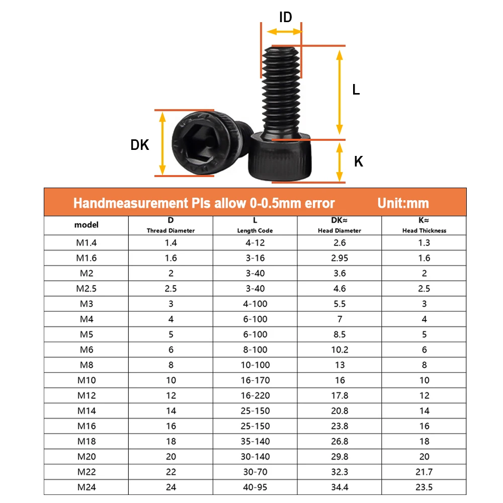 304 Stainless Steel Hex Socket Cap Screws | M2-M10 DIN912 Grade 12.9 A2 Bolts | Professional Allen Bolt Kit - Thumbnail 3