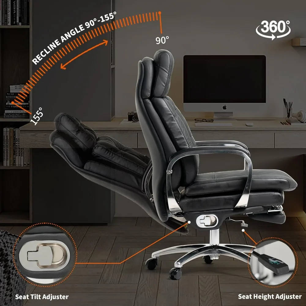 Massage Office Chair | Full Recline & Ventilation | Executive Ergonomic Management with Footrest - Thumbnail 5