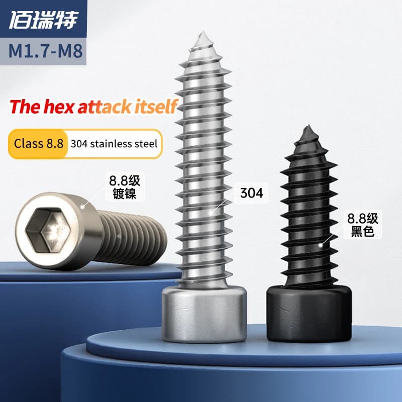 M5 M6 Hex Self-Tapping Screws | Black Zinc & 304 Stainless Steel | Heavy-Duty Wood & Metal Fasteners - Thumbnail 4