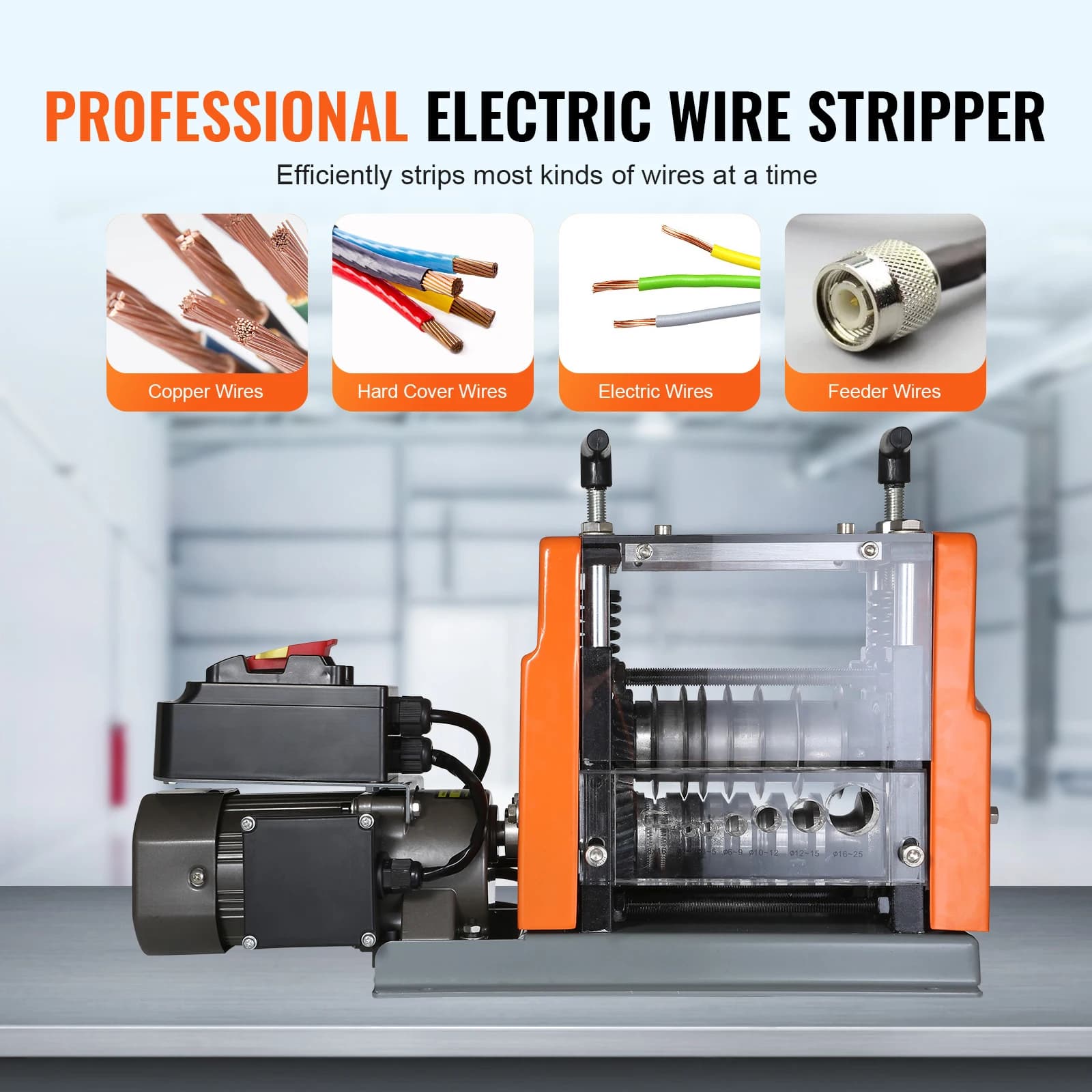 Wire Stripper | 60W Motor for 1.5-25mm Cables | 7-Port Tool for Copper Recycling - Thumbnail 2