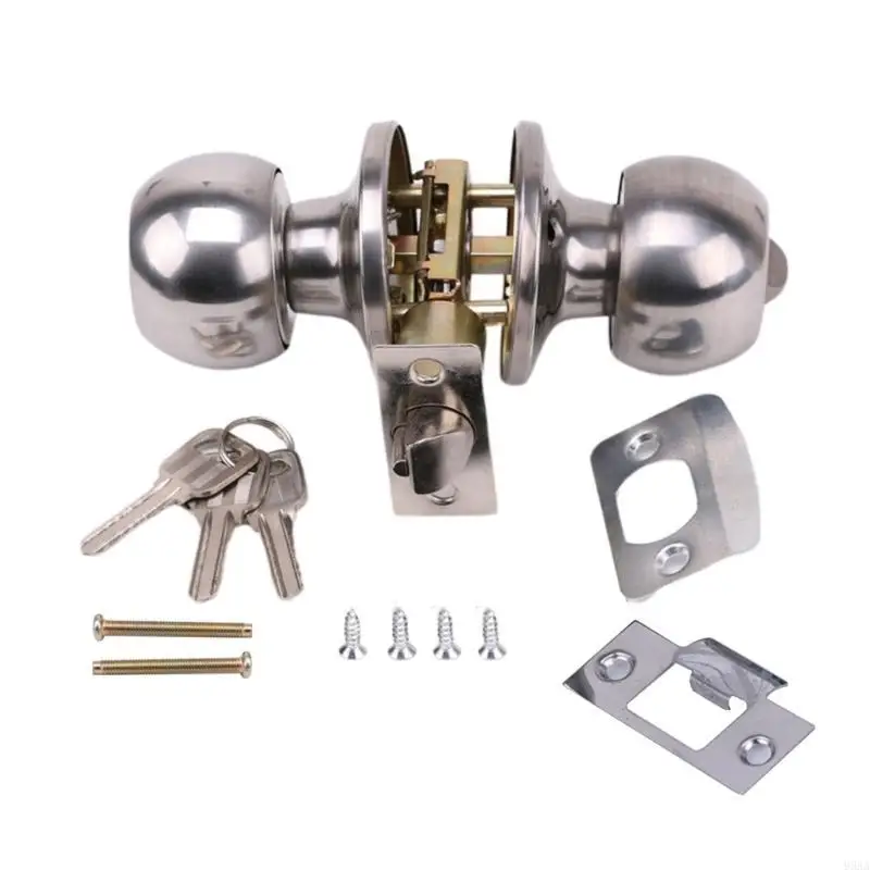 Door Lock Handle | Round Steel Shower & Gate Lock | Home Security 95AA - Thumbnail 5