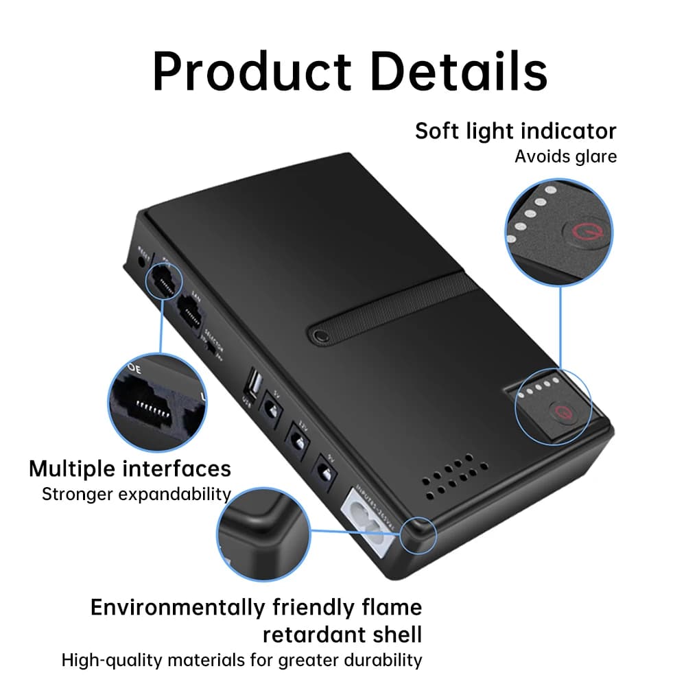 1018L Mini UPS for Home Network | Multi-Voltage Backup Power for Router & Modem | 5V/9V/12V EU Plug - Thumbnail 5