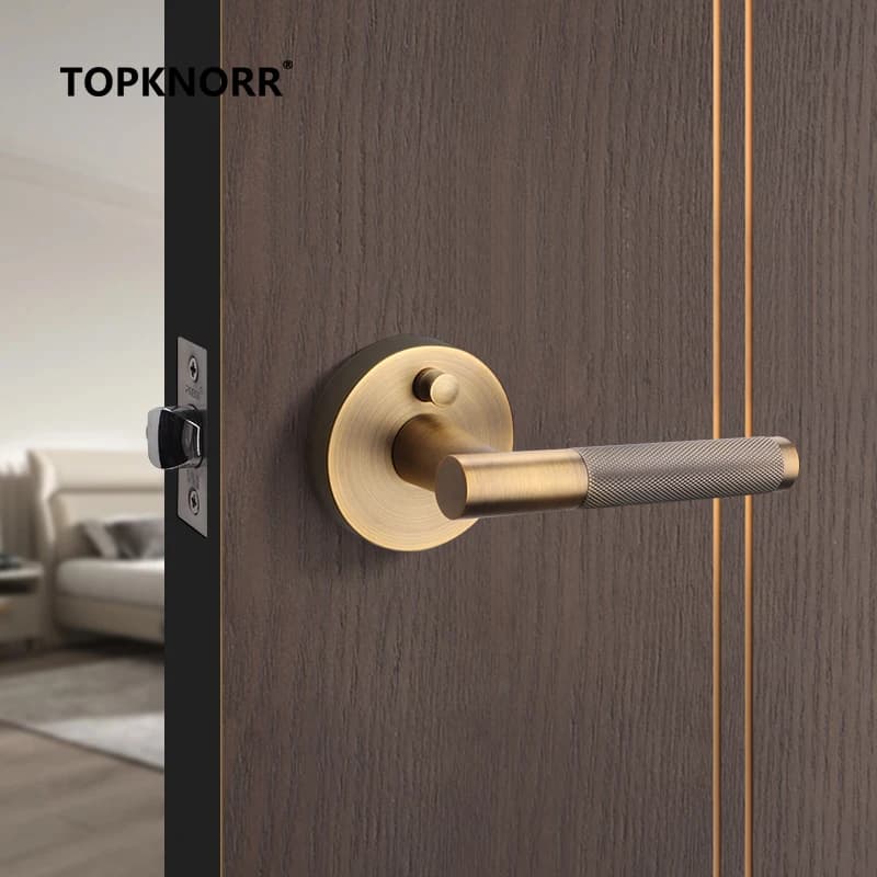 Bathroom Privacy Lock | Single Tongue Ball Passage Lock | Safe Interior Door Handle for Bedroom - Thumbnail 2
