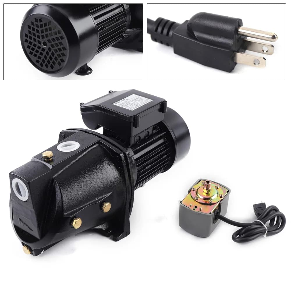 1HP Shallow Well Jet Pump | 110V with Pressure Switch 750W Motor | Daily & Agricultural Irrigation - Thumbnail 2