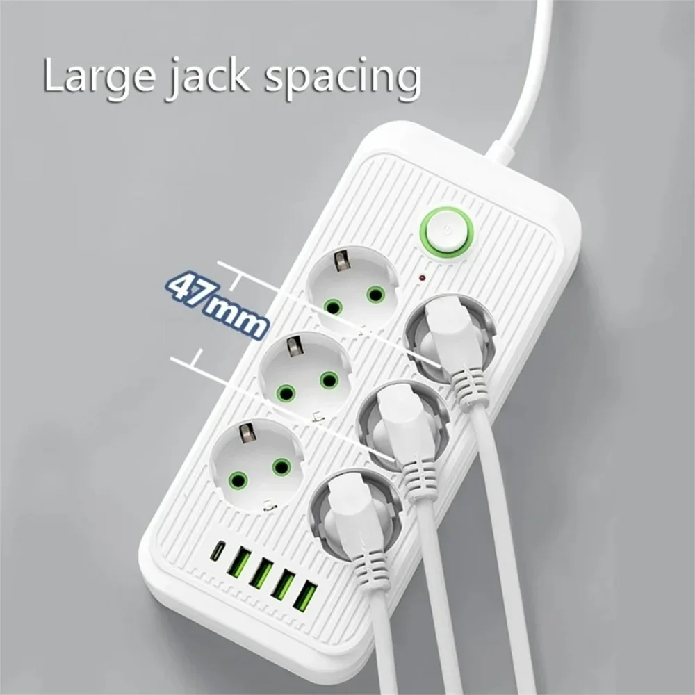 Surge Protector Power Strip | 2m Extension Cord with Smart USB Charging | EU Plug - Thumbnail 4