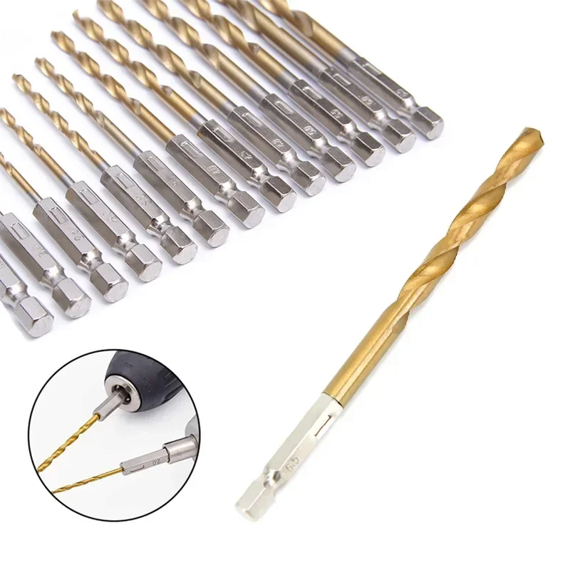 Titanium Drill Bit Set | 13/16Pcs 1.5-6.5mm Hex Shank | High-Speed Steel for Metal & Wood - Thumbnail 4