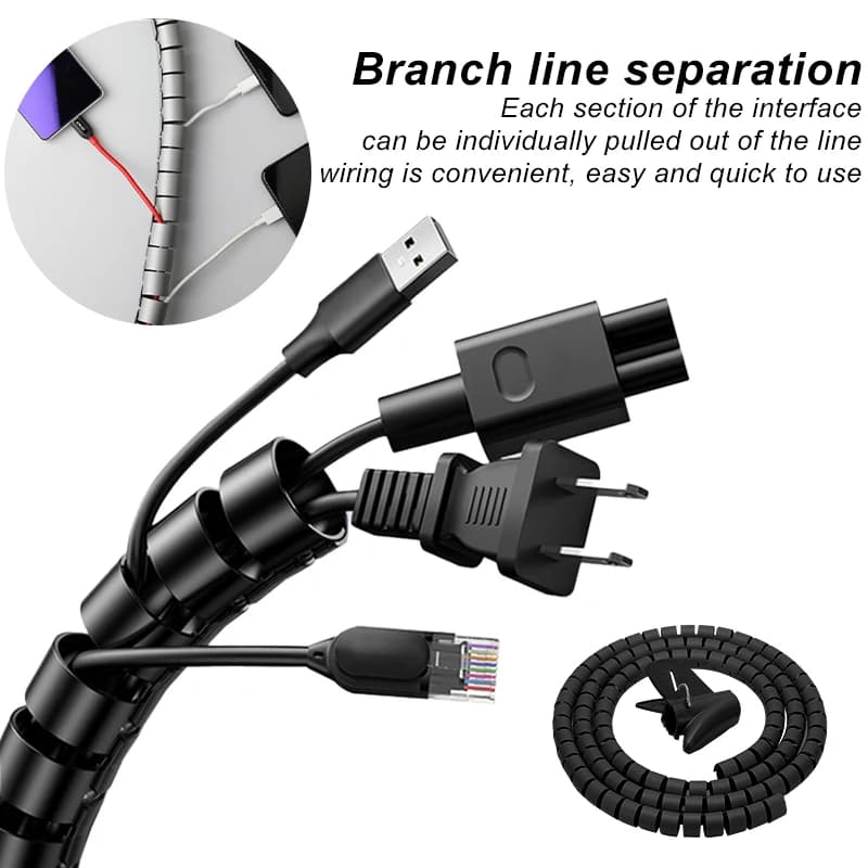 Cable Management Sleeve | 2M Flexible Wire Wrap | Cord Organizer & Protector - Thumbnail 3