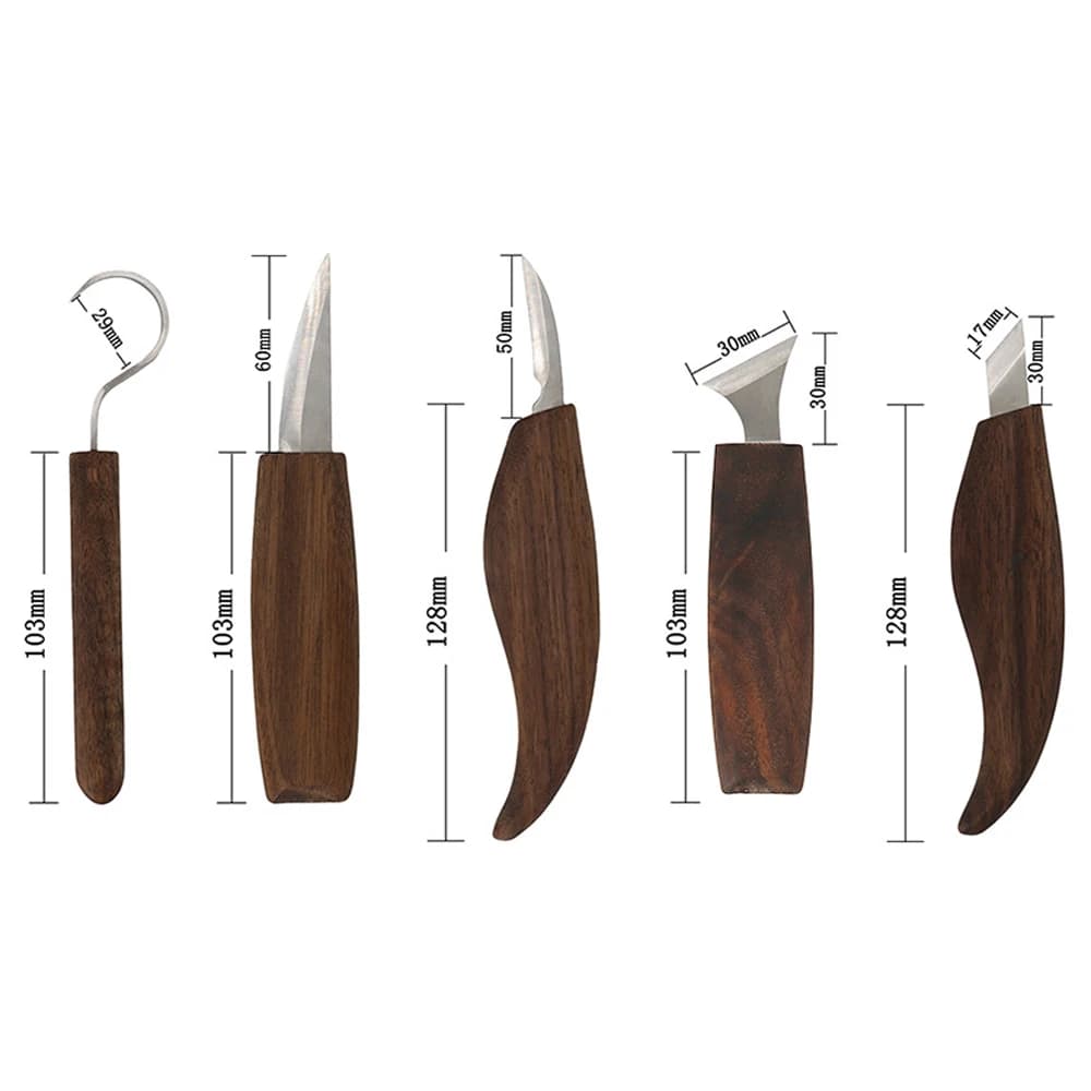 Wood Carving Knife Set | Handcrafted Spoon & Detail Carving Tools | Premium Woodworking Hand Tools - Thumbnail 3