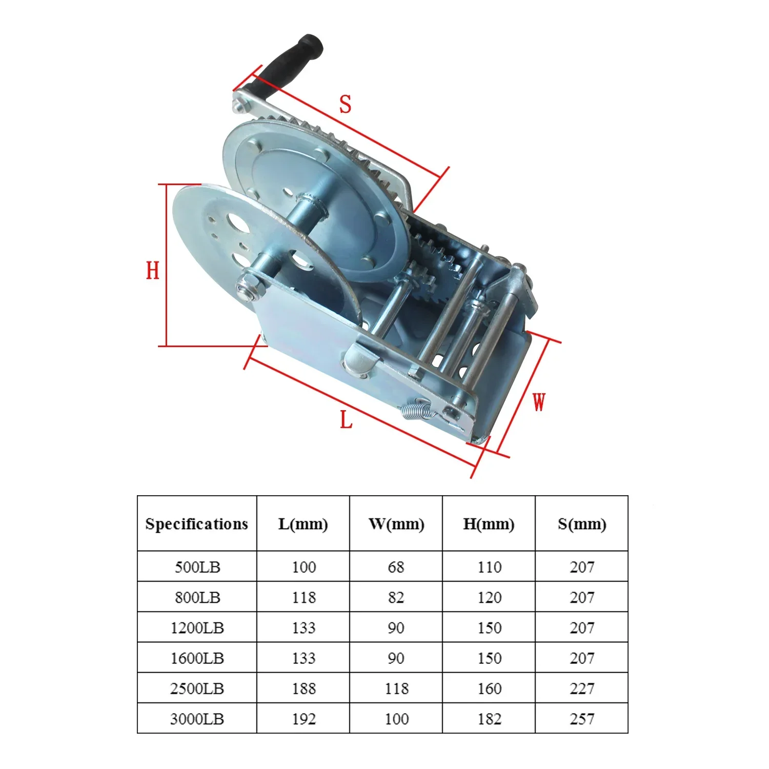small manual hand crank winch 500  800 1200 1600 2500 3000lbs Boat Truck Auto Manual Winch Tool Lifting Sling lifting tools - Thumbnail 6