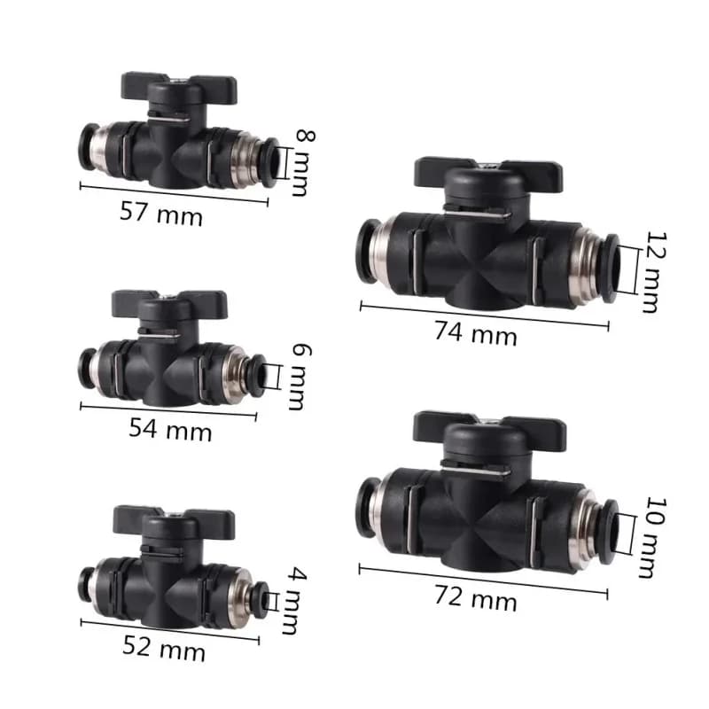 Ball Valve | Quick-Connect Pneumatic Fitting | 4mm-12mm Push-to-Connect Ports - Thumbnail 3