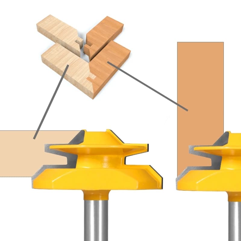 45 Degree Lock Miter Router Bit | Woodworking Joinery | Professional Milling Cutter - Thumbnail 6