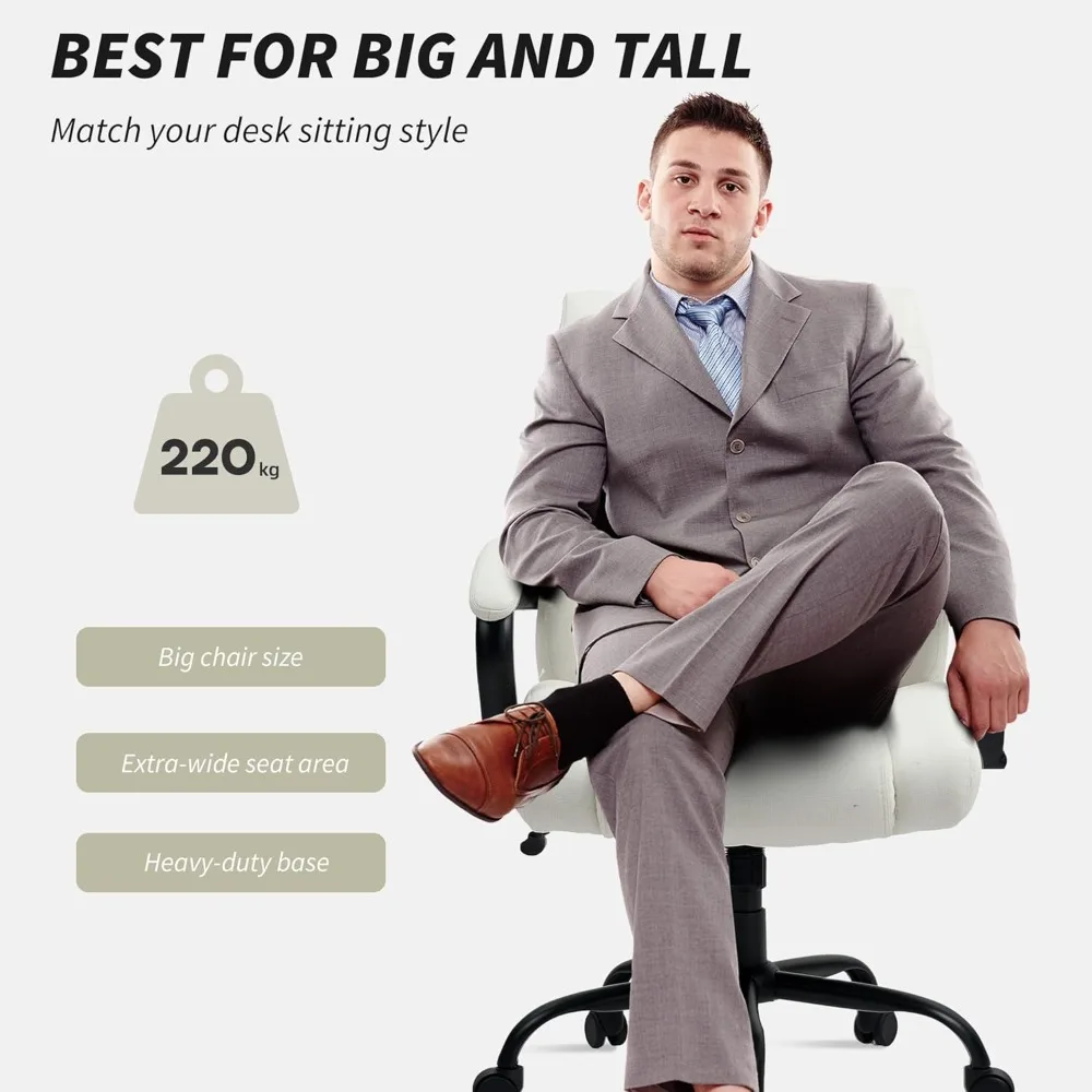 Heavy-Duty Executive Office Chair | 485lbs Weight Capacity | Wide Seat High Back Computer Desk Chair - Thumbnail 4