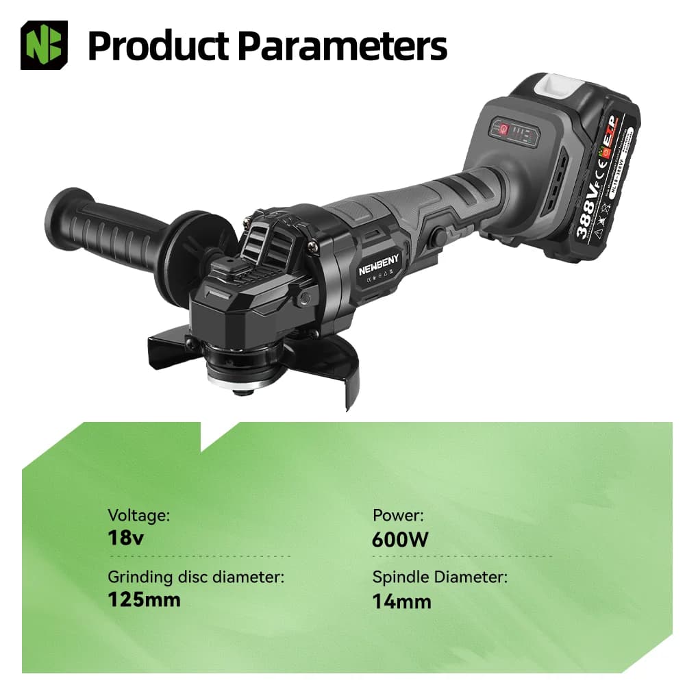Professional Cordless Angle Grinder | 125mm Brushless Motor | 3-Speed Power for Makita Batteries - Thumbnail 2