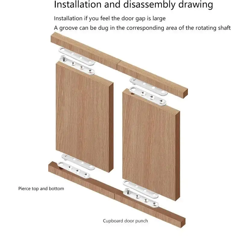 360 Degree Rotating Shaft Hinge | Stainless Steel Positioning Hinge | Concealed Cabinet Door Hardware - Thumbnail 3