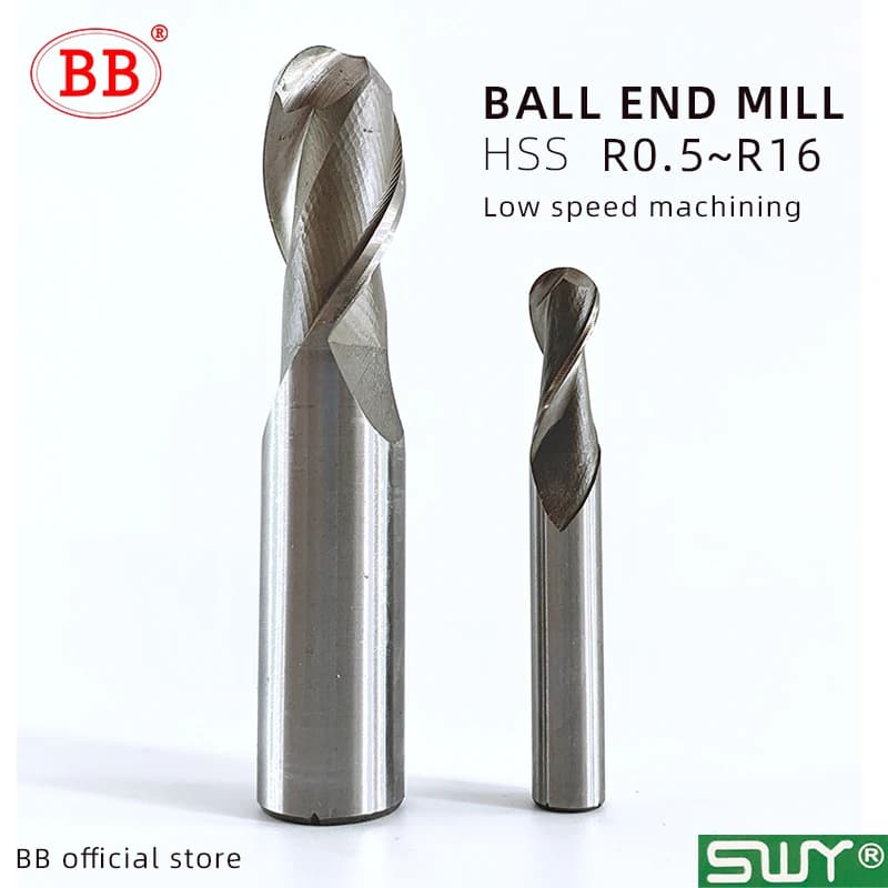 Ball Nose End Mill Set | 2 & 4 Flute CNC Milling Cutters | R0.5-R16 Radius for Metal Machining - Thumbnail 2