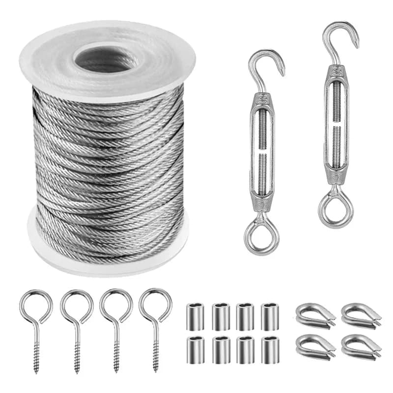 15m PVC-Coated Steel Cable Kit | Heavy-Duty Railing & Fence Wire | 304 Stainless Steel