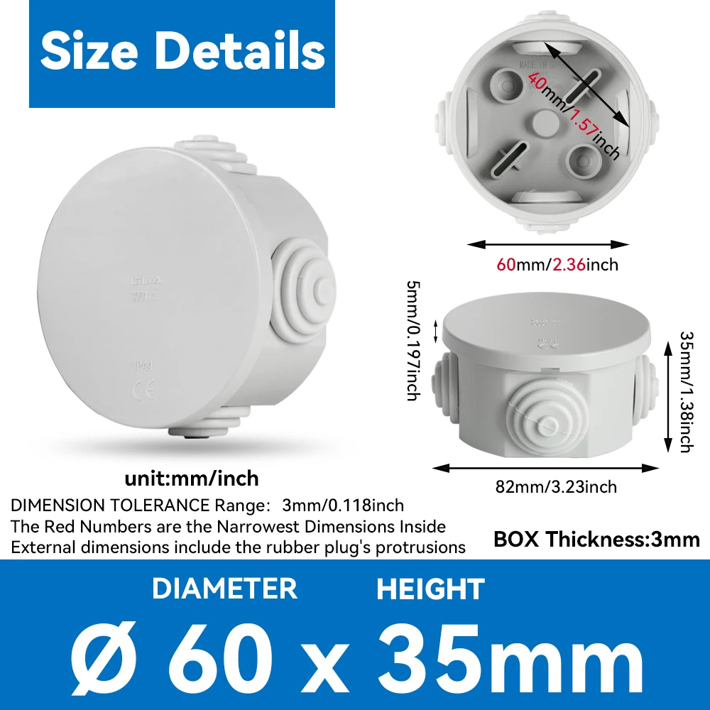 IP55 Waterproof Junction Box | Durable PC Enclosure for Indoor & Outdoor Electrical Wiring - Thumbnail 3