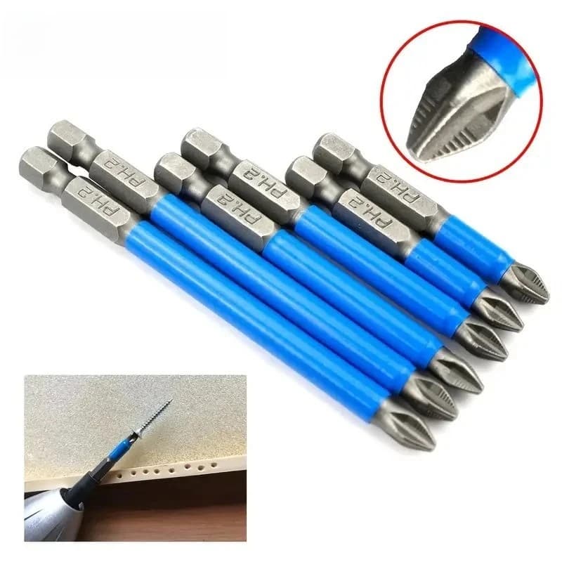 Magnetic Screwdriver Bit Set | PH2 Drill Bits with Non-Slip Grip | High-Hardness S2 Steel - Thumbnail 2