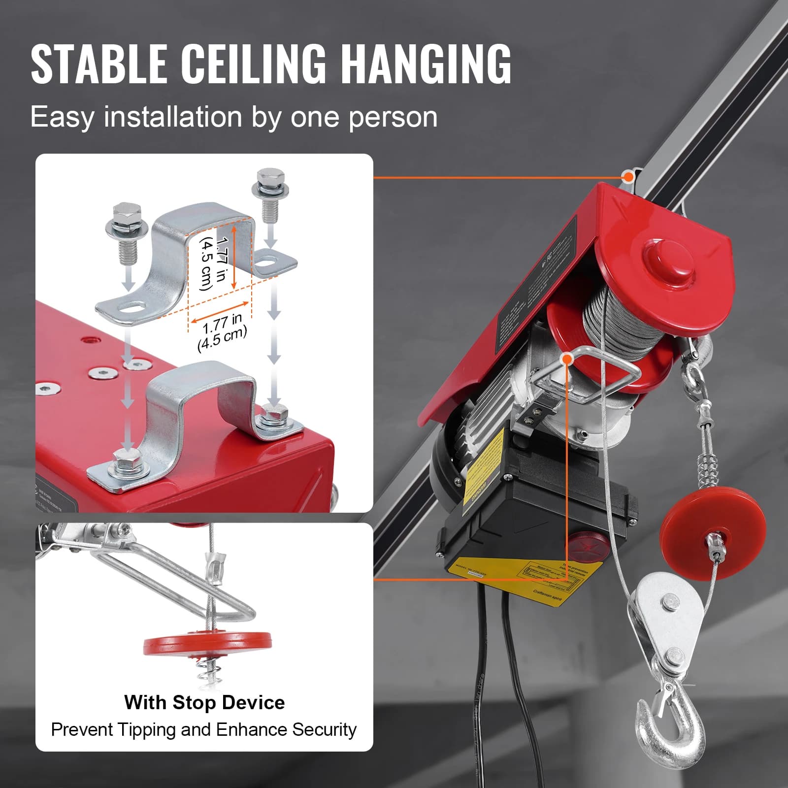 440lb Wireless Electric Hoist | 40ft Lift Height | Heavy-Duty Garage & Workshop Lifting System - Thumbnail 5
