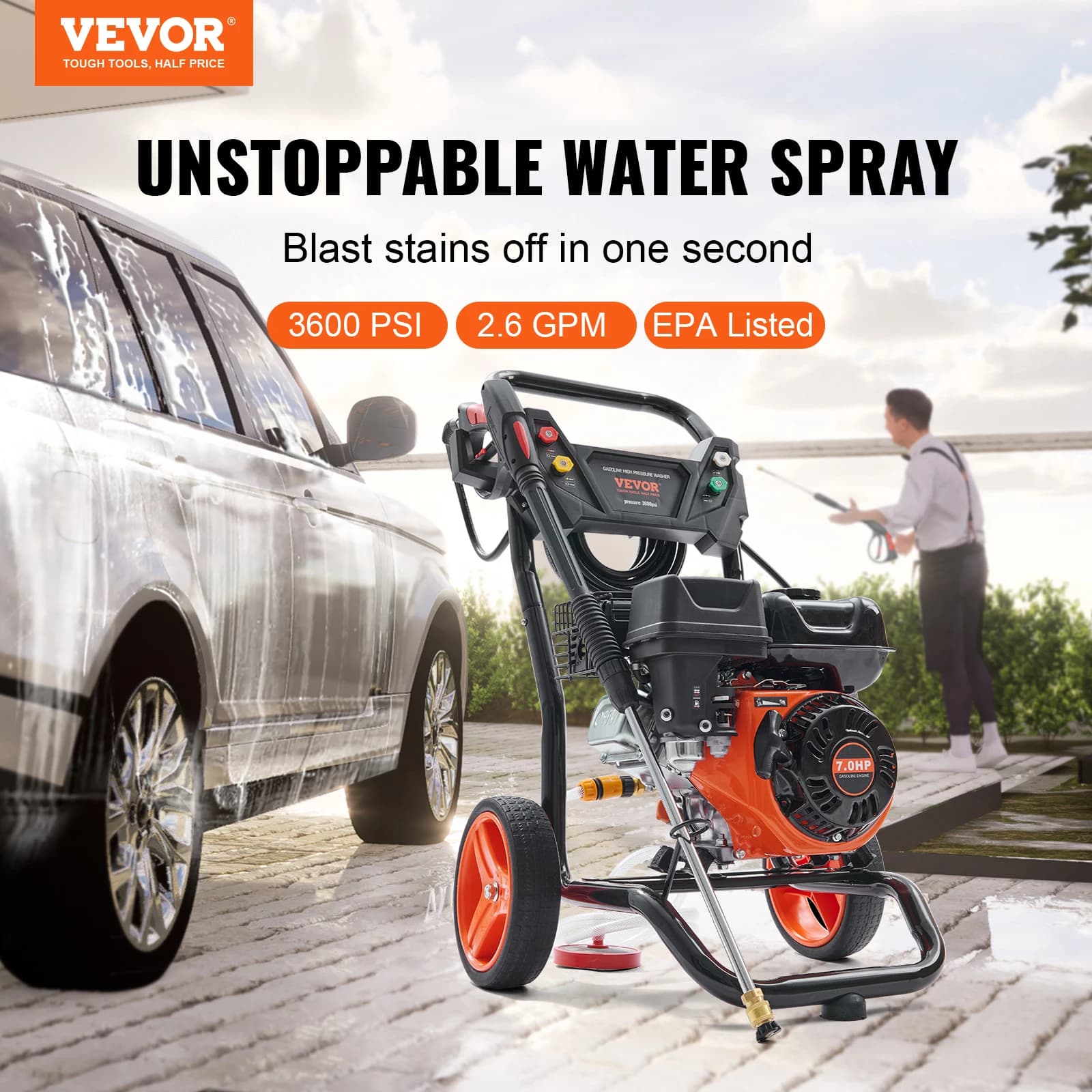 Gas Pressure Washer | 3600 PSI 2.6 GPM with Copper Pump | 5 Nozzles & Extension Wand - Thumbnail 3