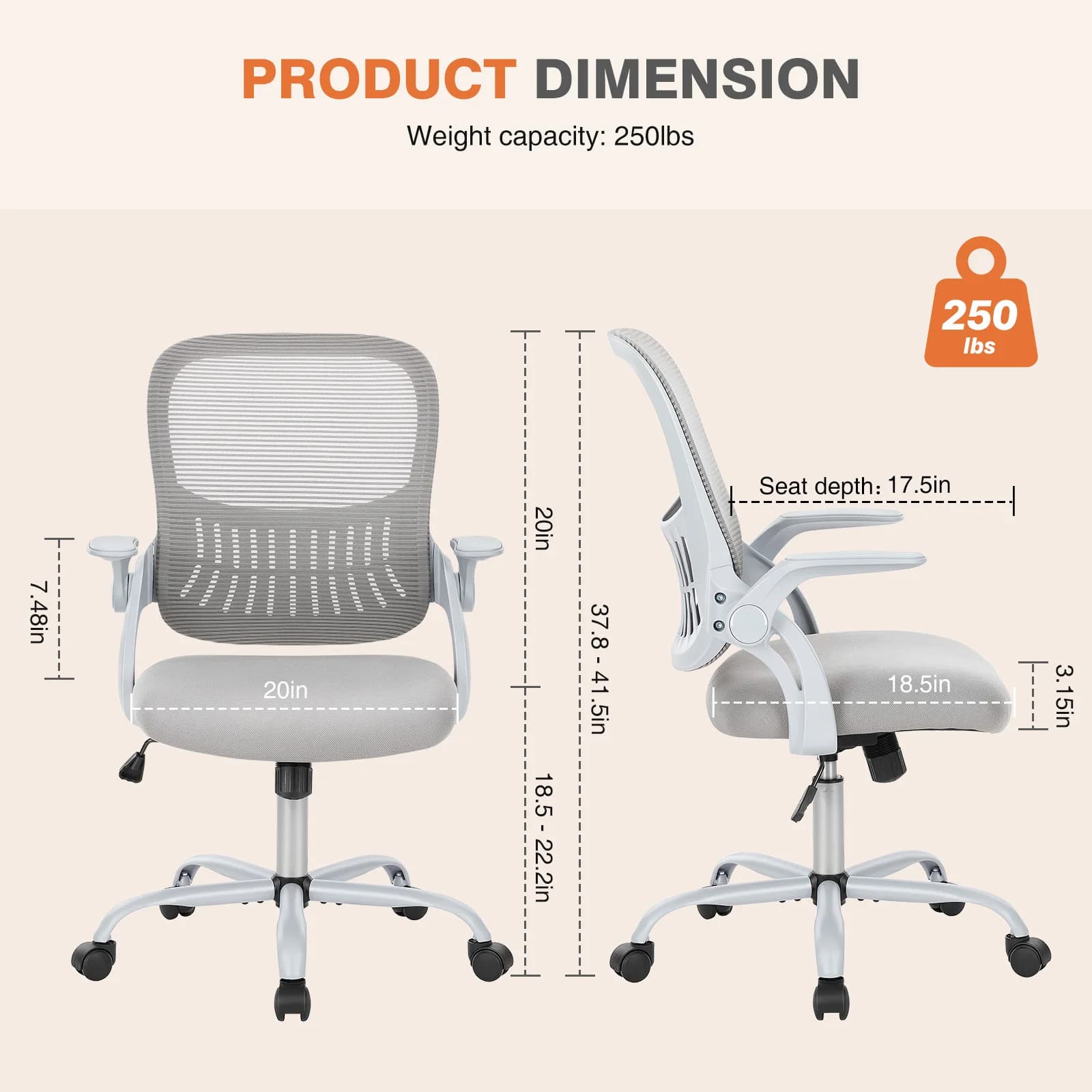 Back Office Chair | Adjustable Swivel Rolling Chair | Ergonomic Computer & Gaming Chair for Home - Thumbnail 3