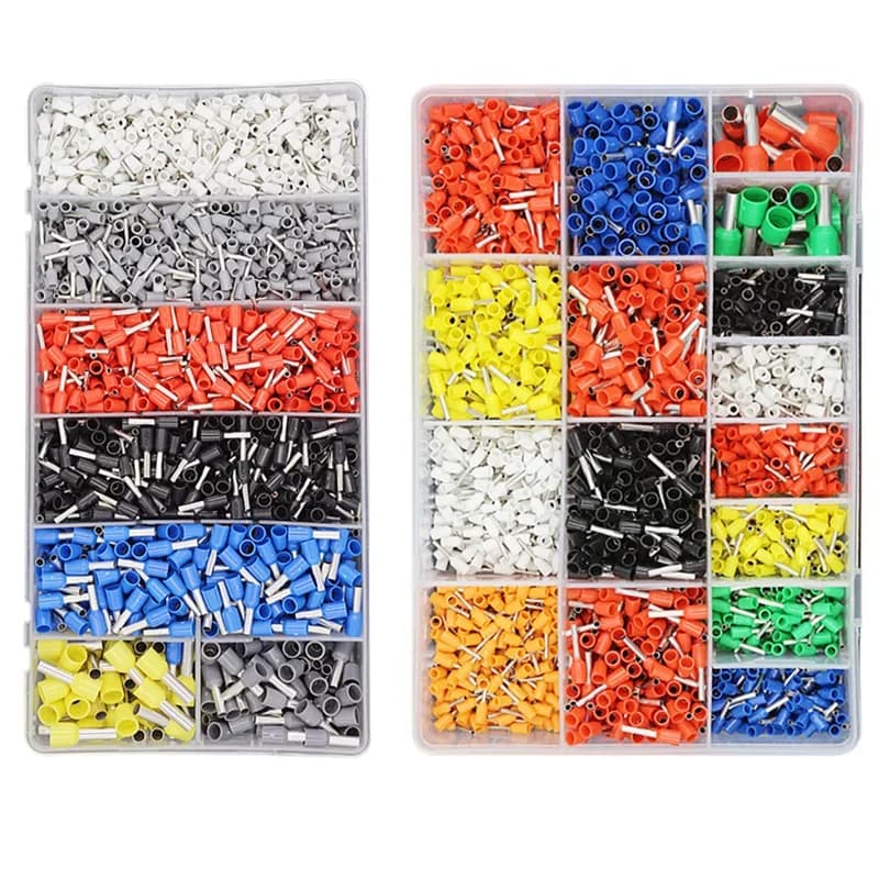 VE Tubular Crimp Terminals and Pliers Kit with 300-2120 insulated wire connectors for secure electrical cable connections.