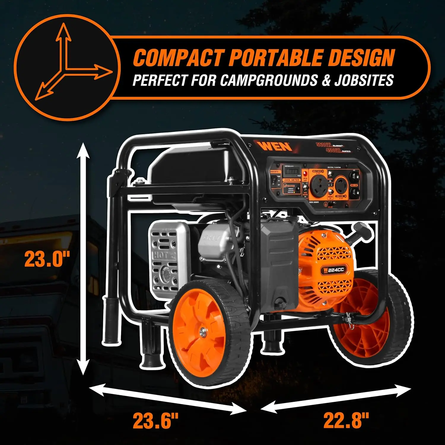 5600W Portable Generator | Electric Start & RV Ready | CO Safety Shutdown - Thumbnail 2