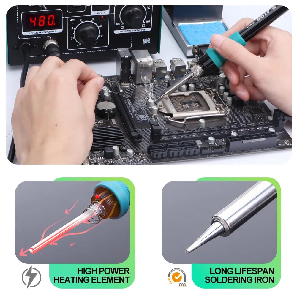 Soldering & Rework Station | Fast-Heating 100-480°C | BGA & SMD Precision Kit - Thumbnail 7