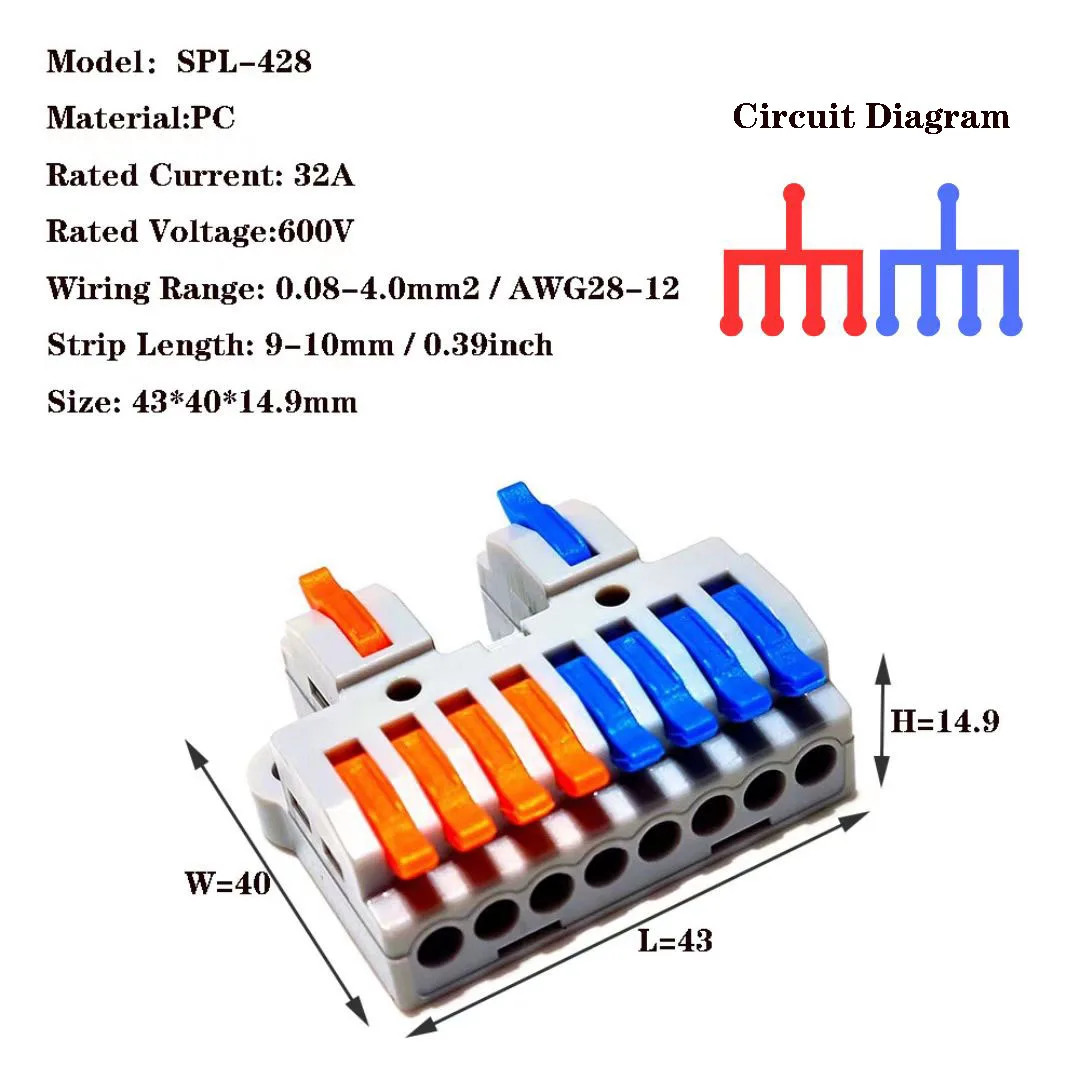 SPL-424 Push-In Terminal Blocks | Quick-Connect Wire Connectors for Fast, Secure Electrical Wiring - Thumbnail 5