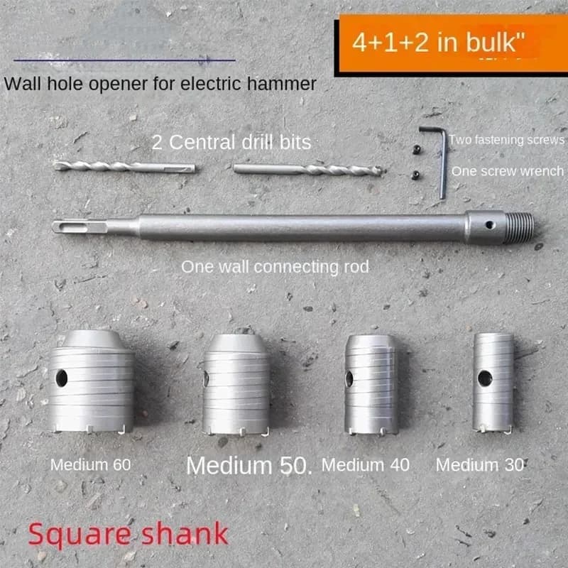 Wall Opening Kit for HVAC & Electrical | Heavy-Duty Hammer Drill & Reamer Set - Thumbnail 5