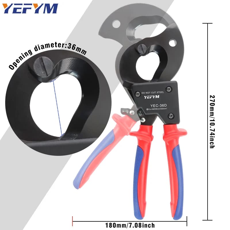 Heavy-Duty Ratcheting Cable Cutter | 240mm² Capacity for Copper & Aluminum Wires - Thumbnail 4