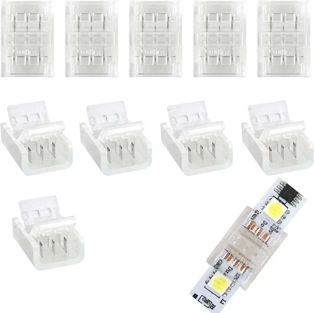 LED Strip Connector Kit | 10-Piece 10mm Solderless L/T Corners for WS2811/WS2812b - Thumbnail 4