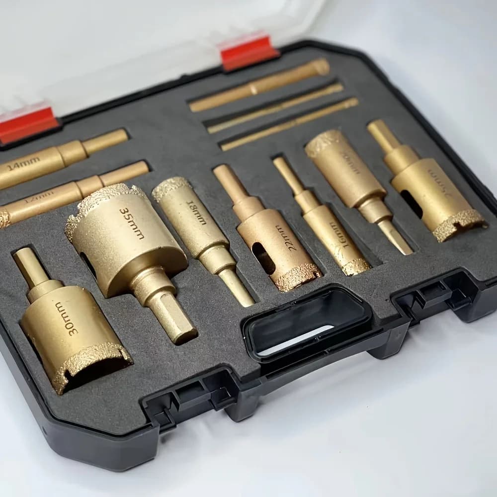 Diamond Drill Bit Set | 12-Piece Hole Saw Kit for Glass, Tile & Stone | 6-35mm - Thumbnail 2