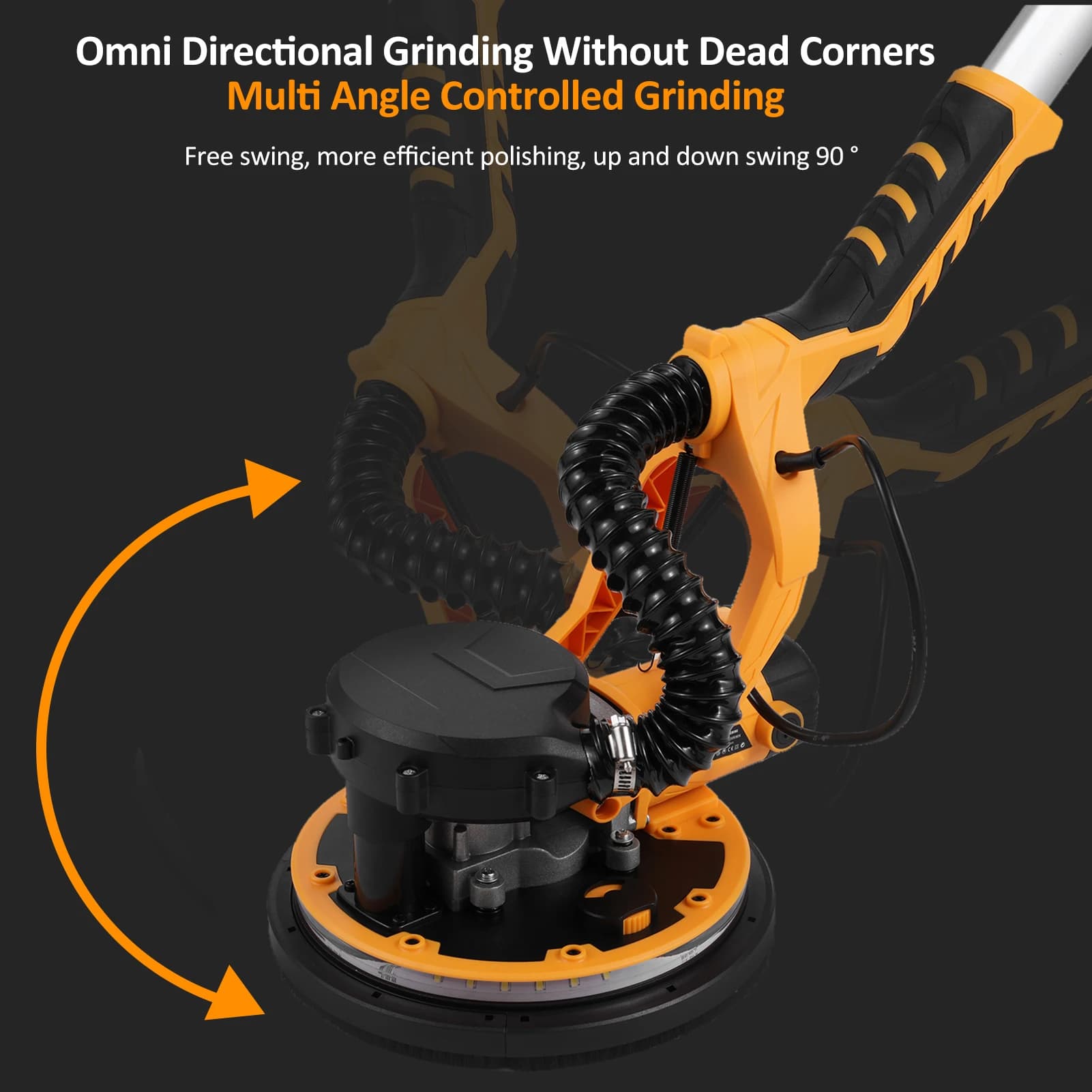 Drywall Sander | 5-Speed 800-1800 RPM | Extendable Handle with 20 Sanding Discs - Thumbnail 3