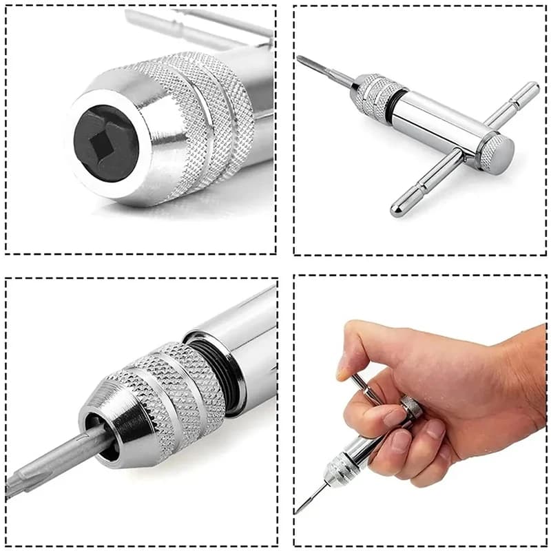 T-Handle Tap Wrench Set | Adjustable M3-M12 | Precision Hand Tapping Tools - Thumbnail 3
