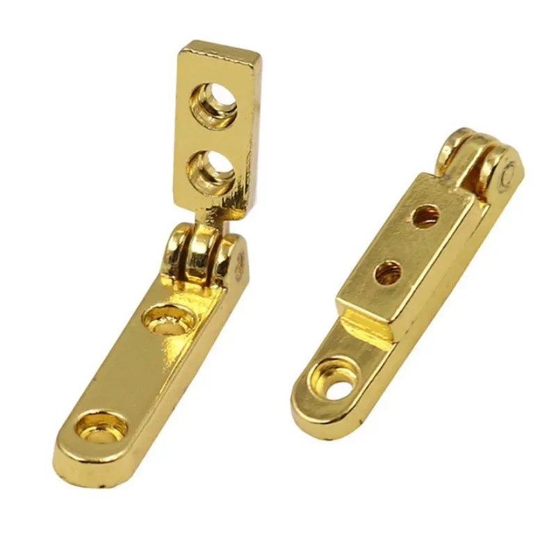 Two spring-loaded 90-degree support hinges for jewelry boxes, wine cases, watch boxes, or tool box lids.