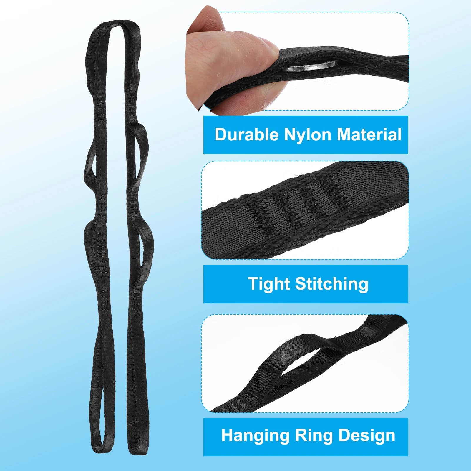 Yoga Hammock Extension Straps | 2-Pack Adjustable Nylon Slings with 8 Secure Loops - Thumbnail 3