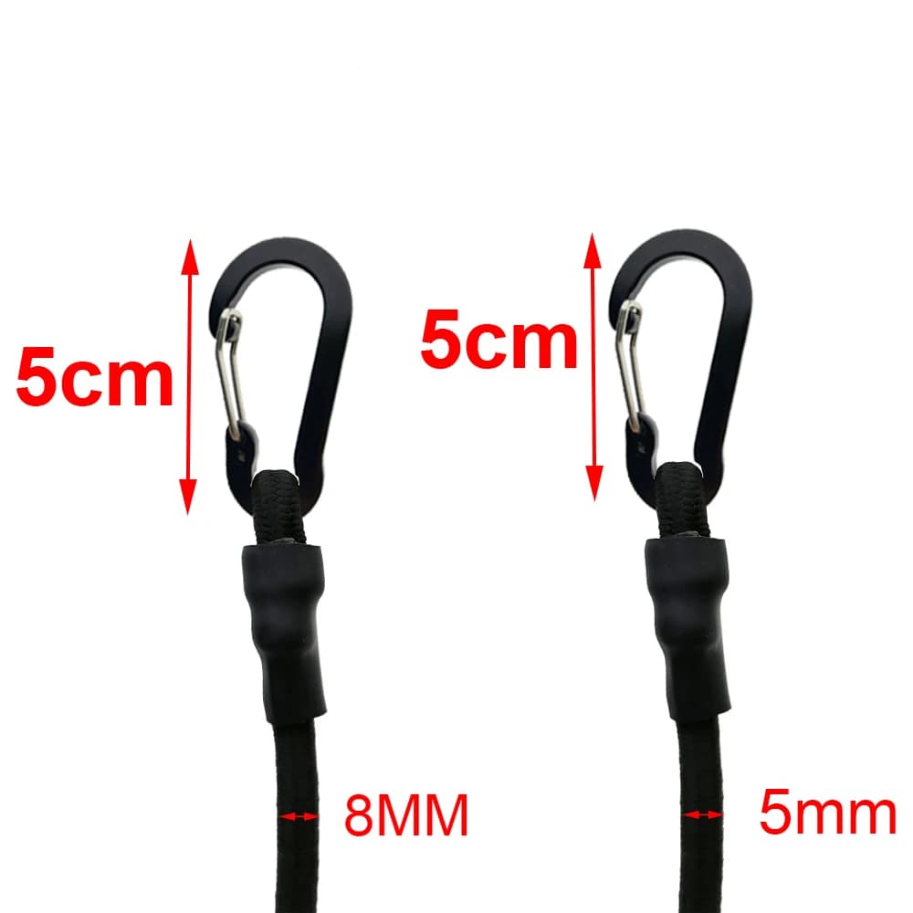 Heavy-Duty Bungee Tie-Down Straps | 60-200cm with Carabiners | Kayak, Luggage & Gear Securing - Thumbnail 2
