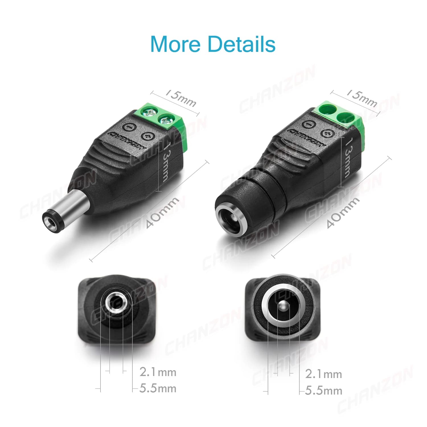 12V DC Power Connector Kit | 2.1x5.5mm Barrel Plugs & Sockets for CCTV & LED Strips - Thumbnail 3