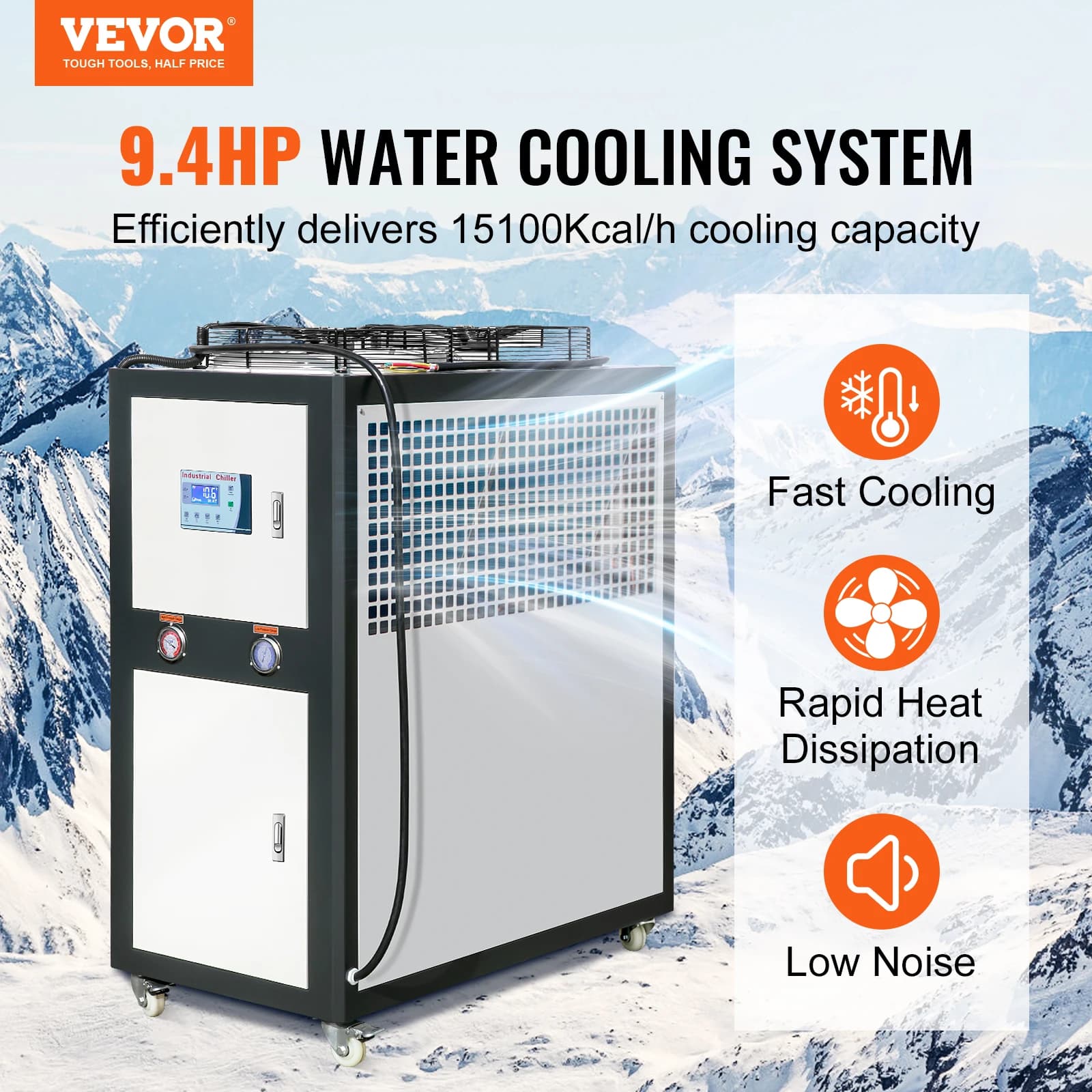 Industrial-Grade 6HP Air-Cooled Water Chiller | 60L Reservoir | Micro-Computer Control for Precision Cooling - Thumbnail 2