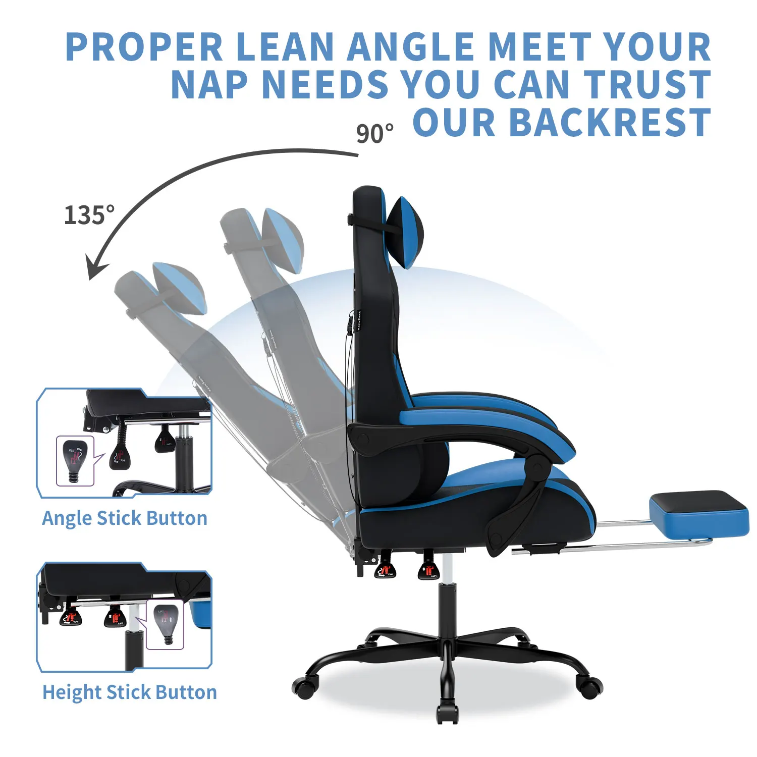 Gaming Chair | Heavy-Duty Ergonomic Design with Lumbar Cushion | Height Adjustable Computer Chair - Thumbnail 4
