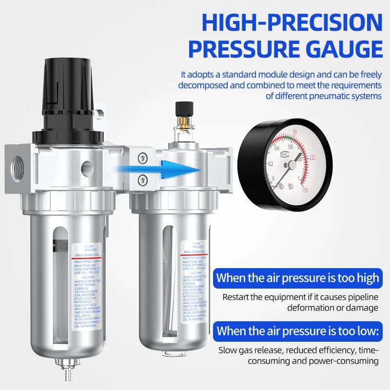 Air Compressor Filter & Regulator | 2-Stage Oil-Water Separator | SFC Series 200/300/400 - Thumbnail 6