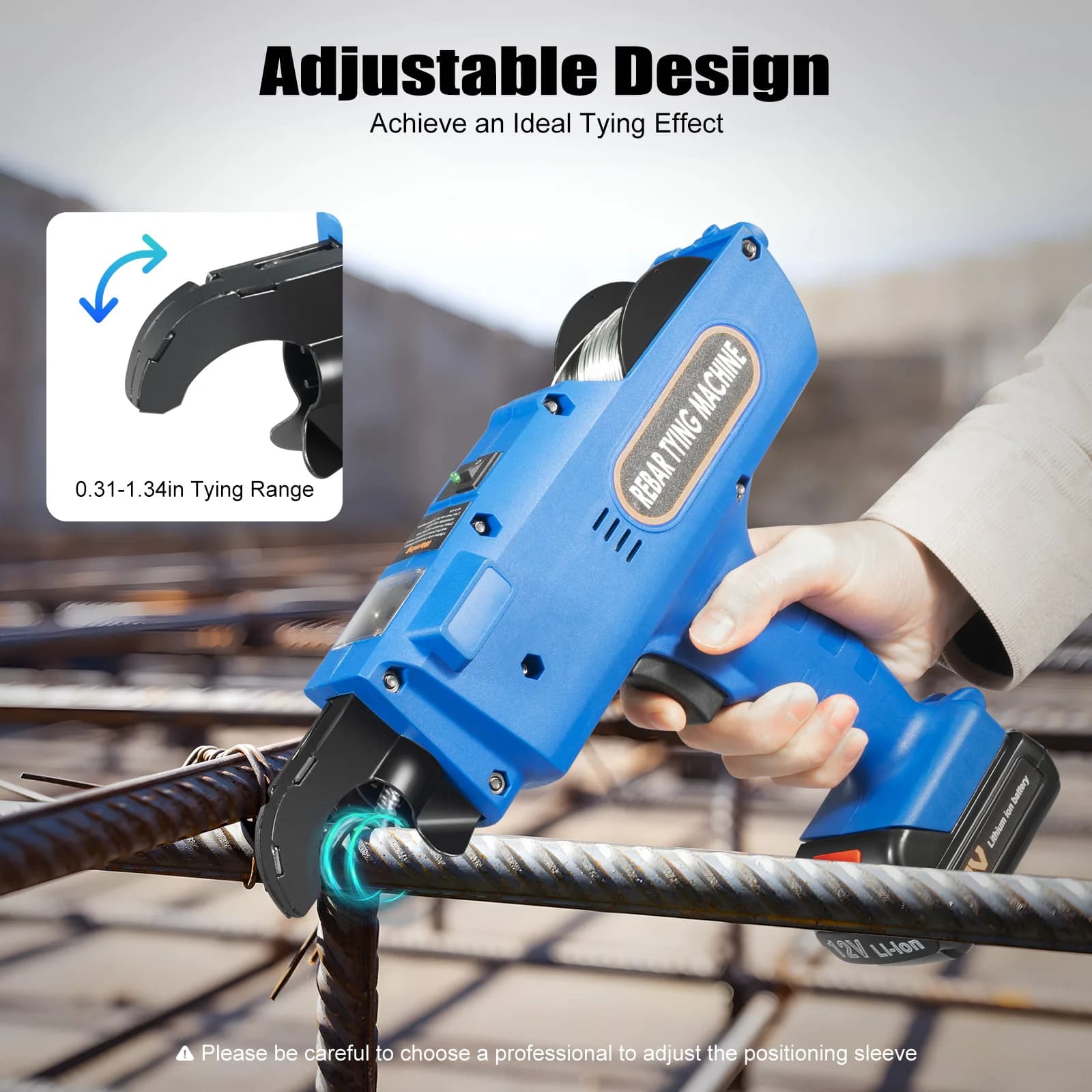 Cordless Rebar Tying Tool | 12V 4500mAh | Handheld Automatic Wire Tier for 8-34mm Rebar - Thumbnail 2