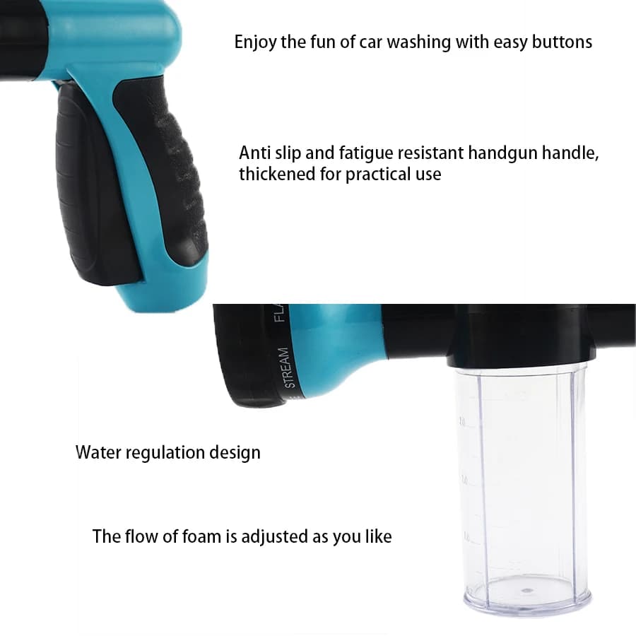 Pressure Car Wash Gun | Foam Cannon & Garden Watering Sprayer | Multi-Surface Cleaning Tool - Thumbnail 4