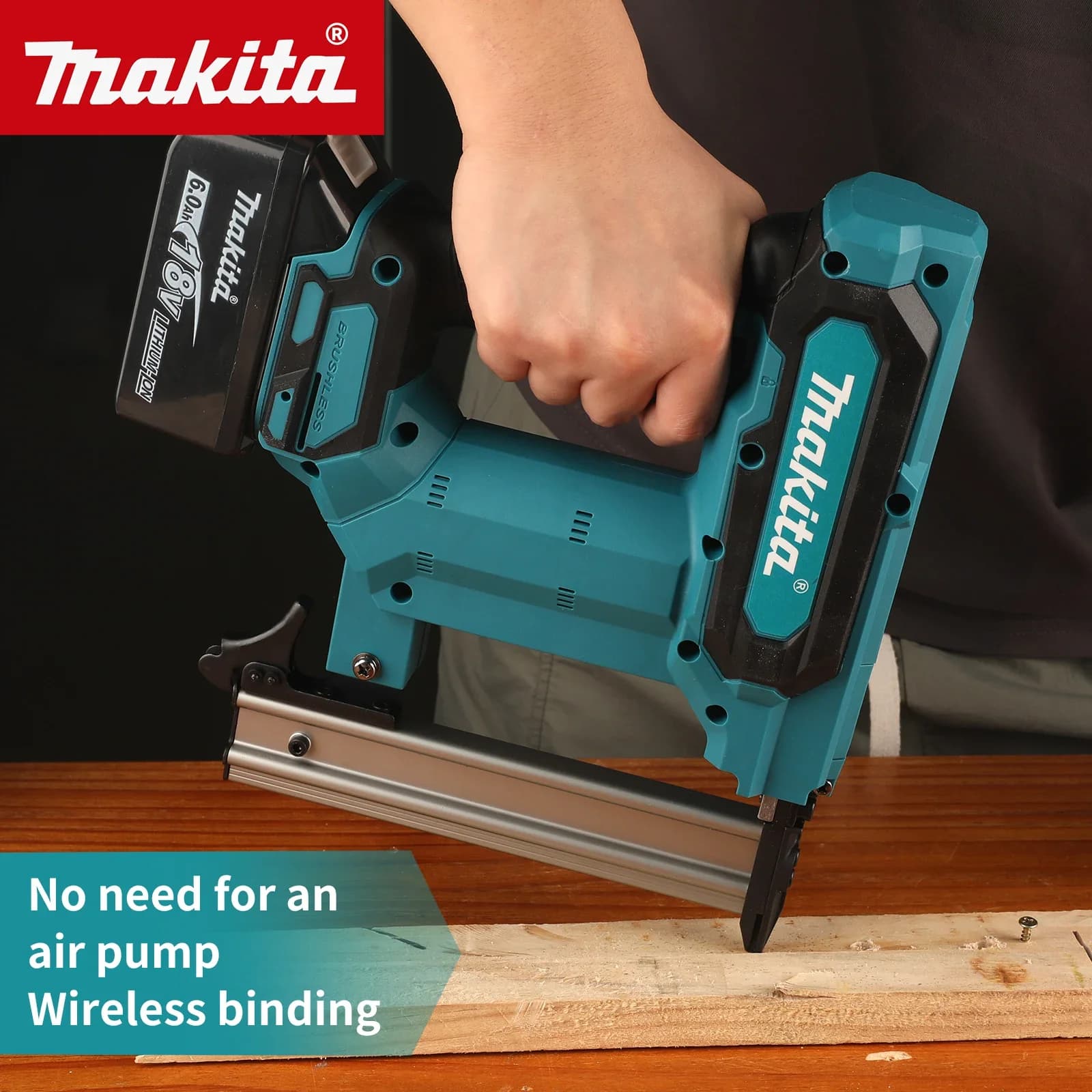 Makita 18V Cordless Brad Nailer | 6.0Ah Battery & 100-Nail Capacity | For Flooring, Trim & Woodworking - Thumbnail 4