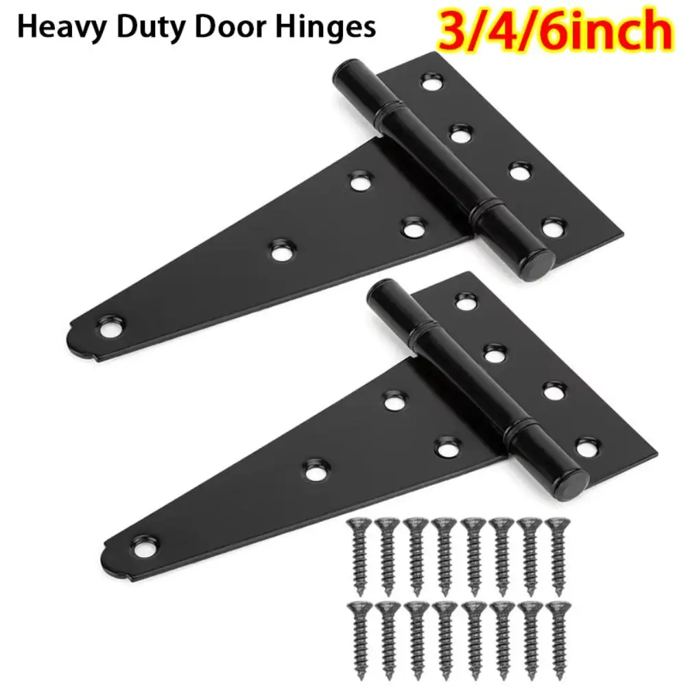 Duty T-Shaped Door Hinges | 3/4/6 Inch Rustproof Gate Hinges | with Mounting Screws - Thumbnail 3