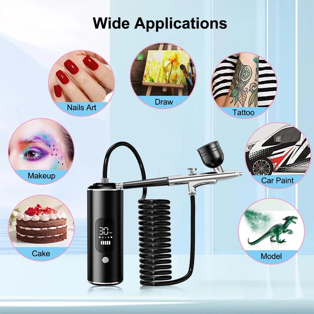 Airbrush Kit with Compressor | Mini Spray Gun for Crafts & Models | All-in-One Painting System - Thumbnail 2